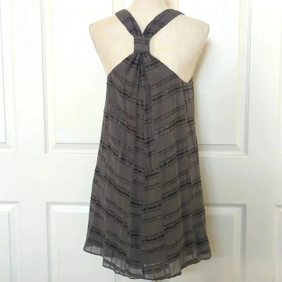 Alice+ Olivia Silk Gray and Metallic Sheer Dress - Picture 4 of 6